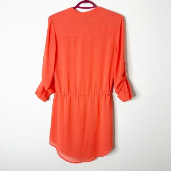 Naked Zebra V-neck Drawstring Tunis Shirt Dress Coral Pink Red Size Small - Picture 12 of 14